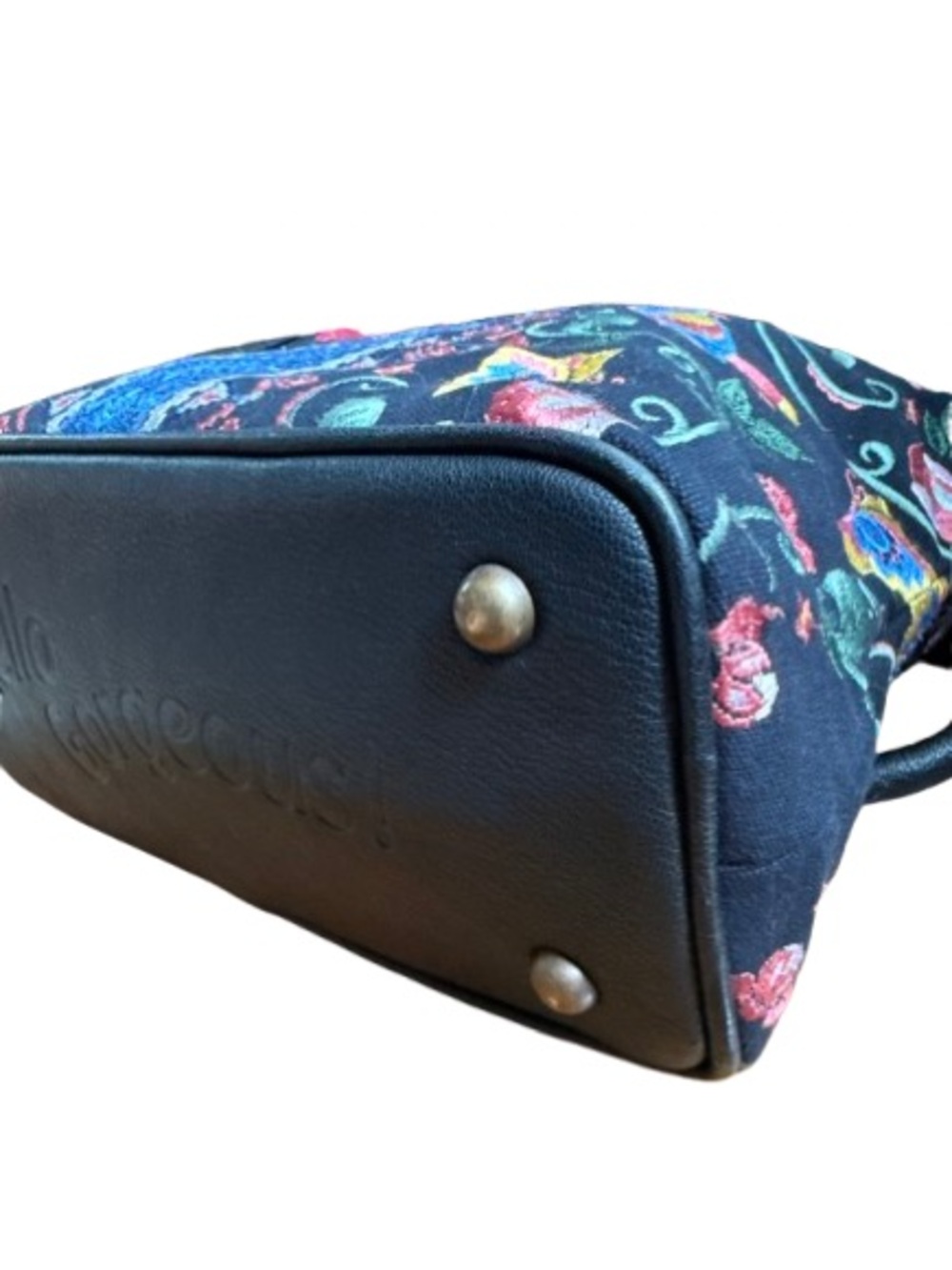 Sharif Boho Andalusian Garden Canvas Embroidered Satchel with Leather Accents - Picture 8 of 13